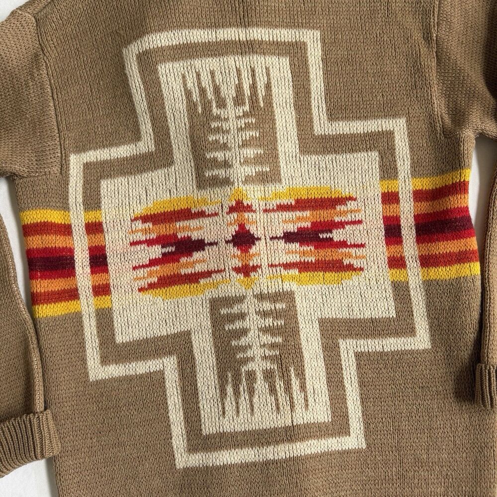Vintage 70s Pendleton Wool Sweater High Grade Western Wear Navajo Aztec Cardigan - Picture 9 of 9
